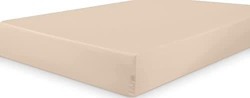 ComfyWell Double Fitted Sheet Bed Cover - Soft Brushed Microfibre Fabric Bed Sheets Double- Deep Pocket 14 inch (35 cm) Shrinkage and Fade Resistant. (Double (135x190cm), Beige)