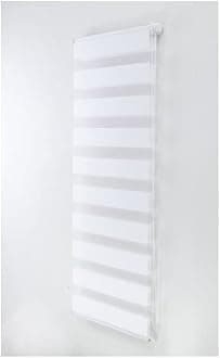 124cm x 165cm - White Curtians - Zebra/Vision Blinds - Double layer Fabric Roller shades - Day and Night Blind for Windows and Doors