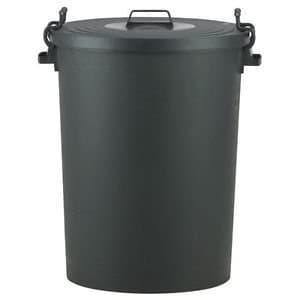 110L - Large Black Plastic Dustbin Bin Clip On Lid