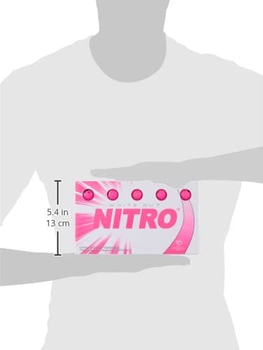 Nitro All Levels White Out 70 Compression High Velocity White Hot Core Long Distance Golf Balls USGA Approved-Total of 15-Hot Pink