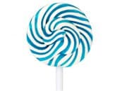 Raspberry Squiggly Pops Petite Blue & White Swirled Lollipops 48 piece Box