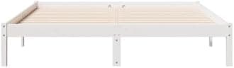 vidaXL - Extra Long Wooden Bed Frame, White, 140x210 cm, Sturdy Pinewood, Slatted Support, Bedroom Furniture