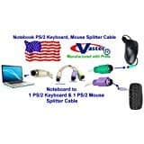 Vaster 5 PCS/Pack, Notebook PS/2 Keyboard, Mouse Splitter Cable, 6 Ft