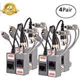 Video Balun,Passive BNC Audio Power Transmitter/Transceiver Connectors Adapter with RJ45 Terminal Via CAT5/5E/6 Twisted-Pair Cable for HD-CVI-TVI/AHD 720P-1080P CCTV Security Camera System 4Pairs/8PCS