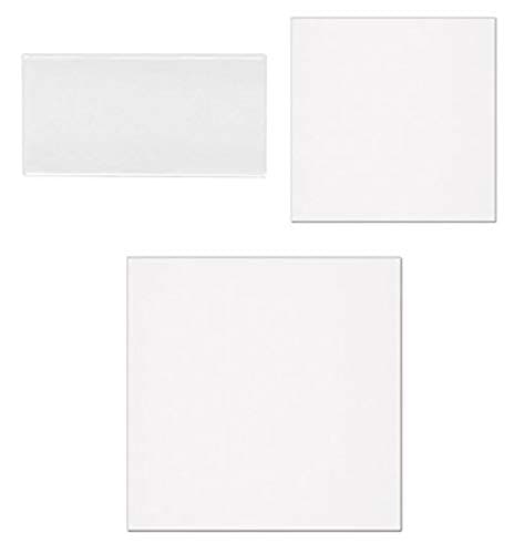 Glossy White Glazed Ceramic Tile Pack of 9 - 3 each Square and Subway Styles 4 1/4 "x4 1/4" x 1/4" , 3" x 6" x 1/4" and 6" x 6" x 1/4" Tile with Installation Guide