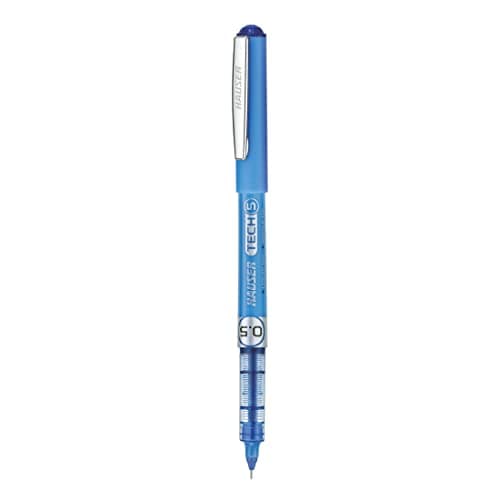 Hauser Tech 5 Gel Pen Pouch Pack | 0.55 mm Tip Size | Liquid Ink With German Technology | Comfortable Grip With Smudge Free Writing | Sturdy, Refillable Pen | Blue Ink, Pack Of 5