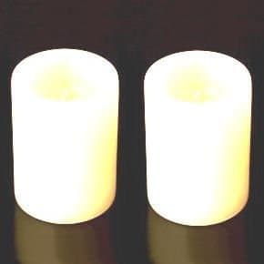 2 x WHITE Small LED Real Wax Twin 2.5" PILLARS - Battery Operated Candles SmartCandle