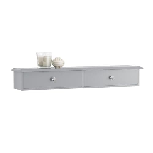 SoBuy Wall Shelf Floating Shelf Wall Storage Unit with 2 Drawers Grey W64 x D15 x H10cm FRG43-HG