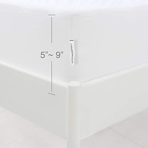 Twin Size Box Spring Cover with Smooth and Elastic Woven Fabric, Alternates for Bed Skirt, Wrinkle & Fading Resistant, Washable, Dustproof, White, 2 Pack