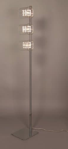 Avignon 3 Light Glass/Weaved Wire Cube Floor Lamp Chrome