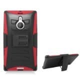 Aimo Wireless Armor Case with Belt Clip and Stand for Nokia Lumia 1520 - Retail Packaging - Red/Black