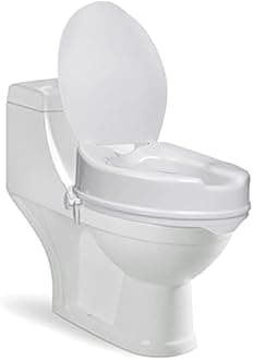 NEOSAFE Portable Lightweight Plastic Toilet Commode Seat Raiser Elevator Extension with lid cover Ideal for Handicap, Knee Patients, Old Senior Citizen (White, Size: 4 Inch)
