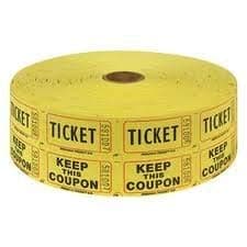 Two (2) Rolls of Two-part Yellow Double Roll Raffle Tickets Totaling 4,000 Tickets