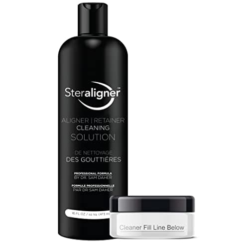 Aligner Tray Cleaning Solution | 16oz Bottle with Marked Cleaning Tray | Improves Dental Hygiene, Reduces Tartar, Removes Plaque | Healthier Teeth and Gums