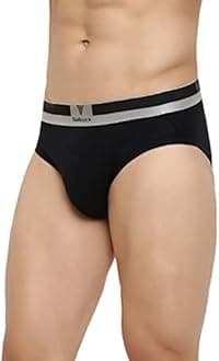 Van Heusen Men Briefs - Pima Cotton Stretch - Colour Fresh, Ultra Soft, Solid_20002_Pure Black_M