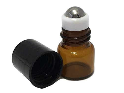 144-1 ml (1/4 Dram) Amber Glass Micro Mini Roll-on Glass Bottles with Stainless Steel Roller Balls - Refillable Aromatherapy Essential Oil Roll On (144)