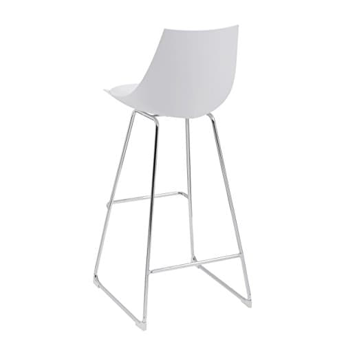 Emerald Home Neo White 30" Bar Stool with Molded Plastic Shell, Cushioned Seat, and Metal Bracing, Set of Two