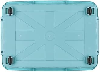 Cetomo 55L*4 Storage Boxes with Lids, Plastic Storage Box with Wheels and Secure Side Latches, Stackable & Nestable Organizer for Home, Office, Moving, PP, Blue, 55L-4 Pack