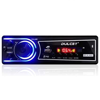 Dulcet DC-A-4001 Double IC High Power Universal Fit Mp3 Car Stereo with Bluetooth/USB/FM/AUX/MMC/Remote & Built-in Equalizer with Bass & Treble Control [Also, Includes a Free 3.5mm Aux Cable]