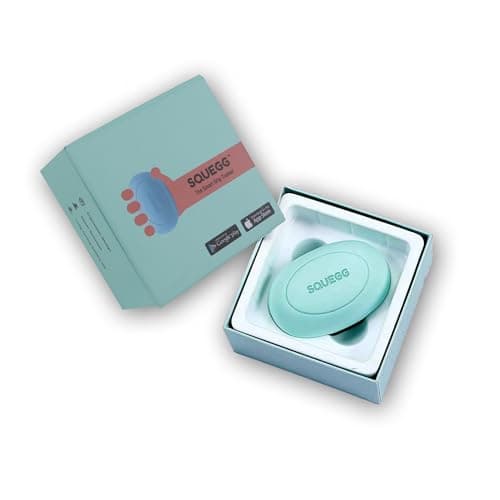 Smart Hand Grip Strength Trainer - Bluetooth Enabled Digital Dynamometer Device To Evaluate & Track, Hand Exercise Ball for Kids & Adults with Squegg App Access (Turquoise)