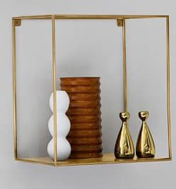 PinWei Home Wall mounted racks iron retro industrial wind frame living room wall shelf shelves display shelf,Generous golden box 46 * 25 * 50CM