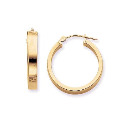 14k Gold Rectangular/Square Tube 4x2mm thick Profile Hoop Earrings, 22mm or 7/8" diameter, Full Weight, Medium (M) Size, HYPOALLERGENIC - NO SALES TAX exc. MA + FREE GIFT WRAP