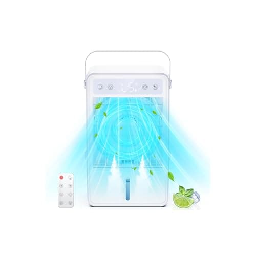 Air Conditioner, Portable Air Conditioner with Remote Control, 5 Wind Speeds, 2 Modes, 4μm Spray Humidification, 1500ML Water Tank, RGB Color Lights, Portable Air Cooler with 10-hour timer for Room