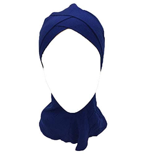 Double Crossover Solid Color Cotton Muslim Arab Women Inner Cap Scarf (Navy)