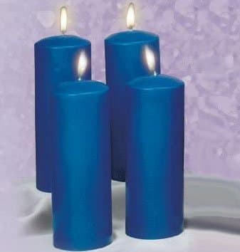 9" x 3" Advent Pillar Candles (4 Blue)