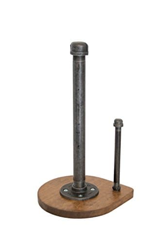 RUSTIC DESIGN Pipe Paper Towel Holder Wooden Base (Graphite)