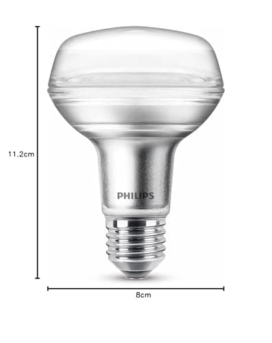 Philips LED Premium Classic Reflector R80 Light Bulb [E27 Edison Screw] 4W - 60W Equivalent, Warm White 2700K, 60 W R80 E27 Warm White, Non-Dimmable