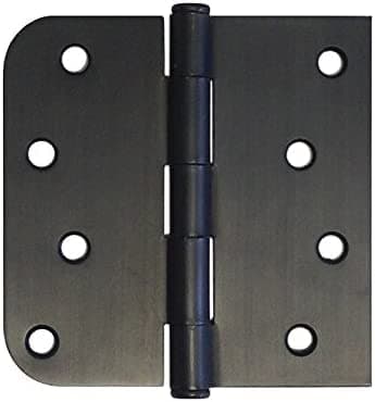 6 PCS 4"x4" Straight, Square Corner x 5/8" Round Radius Exterior Door Hinge Oil Rubbed Bronze (Almost Black)