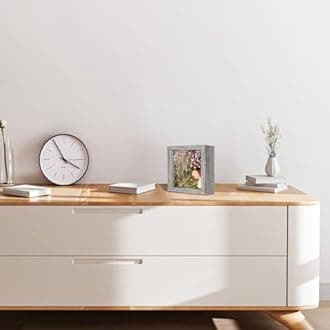 Califortree 5x5 Small Shadow Box Picture Frame with Soft Linen Back - Push Pins Included, Memory Shadow Box Display Case for Bouquet Awards Medals Wedding Photos and More, Gray