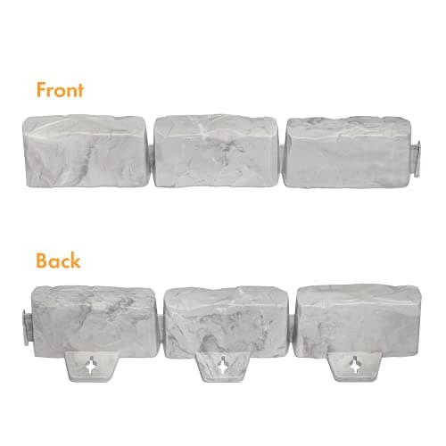 EasyFlex No-Dig Landscape Edging with Anchoring Spikes, 2.7 in. Tall Decorative Stone-Look Garden Border, 15 Foot Kit, Light Gray (3602G-15C)