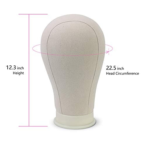 EERYA 22.5 Inch Wig Head Stand Set for Wig Making Display Styling Training Poly Canvas Block Head with Mount Hole Mannequin Manikin Head Stand( 22.5 Inch)