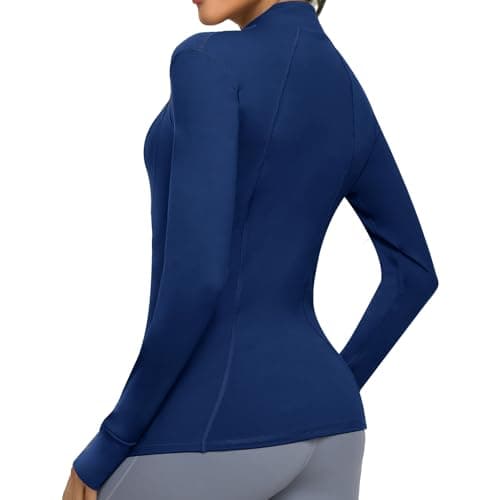 Women's Athletic Full Zip Lightweight Workout Jacket With Pockets Running Slim Fit Yoga Sportwear With Thumb Holes