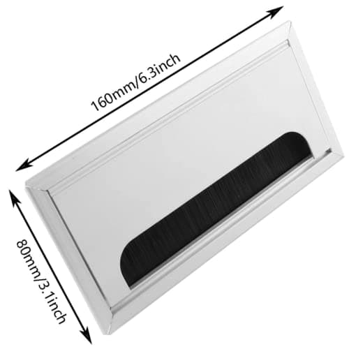 The AutoStory Rectangular Metal Hole Cover with Dustproof Brush for Desk and Computer Desks, Keep Workspace Organized and Tidy with this Stylish Desk Accessory