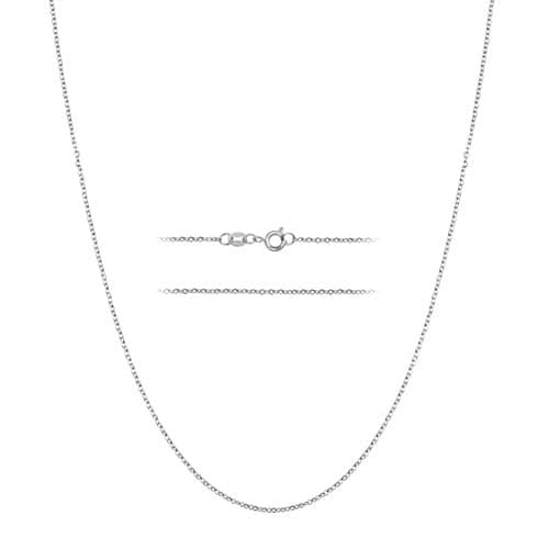 KISPERSterling Silver Cable Link Chain Necklace –Thin, Dainty, Sterling Silver Plated Stainless Steel Jewelry for Women & Men with Spring Ring Clasp