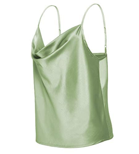 TOUTOUAI Women's Silk Satin Camisole Cowl Neck Tank Top Cami Silky Basic Tank Shirt Blouses