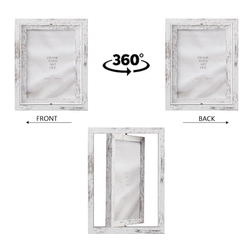 eletecpro 2 Pack 5x8 Rotating Floating Picture Frames Tabletop Display, Distressed White
