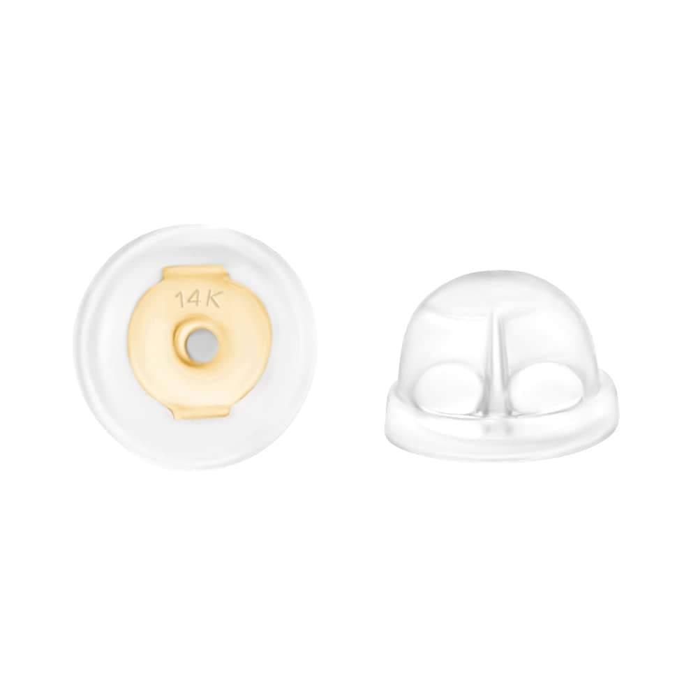 Universal EZback Earring Backs Soft Clear Silicone and 14k Gold
