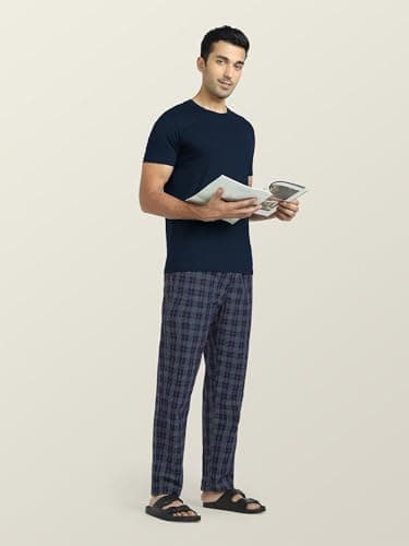 XYXX Men's Super Combed Cotton Checkered Checkmate Pyjamas with Elasticated Waist, Drawstring