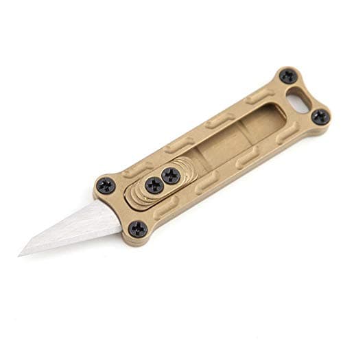 ILEAF Brass Daily Mini Pocket Utility Knife with Replaceable Blades, Ultra Compact and Lightweight