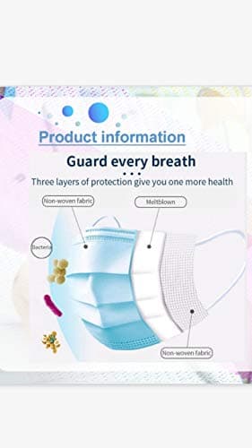 MF Brands 3-Ply Disposable Comfortable Earloop Marsk 50 Pcs Anti Dust Mark, Blue (3-PlyMask 50Pack)