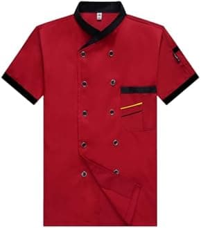 Unisex Chef Coat Short Sleeve Jacket,Breathable,Comfortable Button Closure - Kitchen,Restaurant,Hotel Uniform A