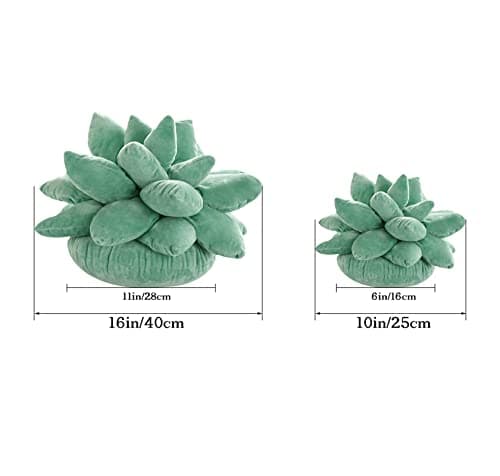 3D Succulent Pillow,Cute Pillows,Leaf Pillow,Decorative Throw Pillow,Gifts for Succulent Lovers Or Kids (10 inches, Dark Green)