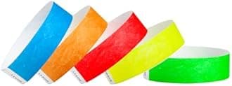 WristCo Variety Pack 3/4" Tyvek Wristbands - Red, Orange, Yellow, Green, Blue - 10000 Pack Paper Wristbands for Events