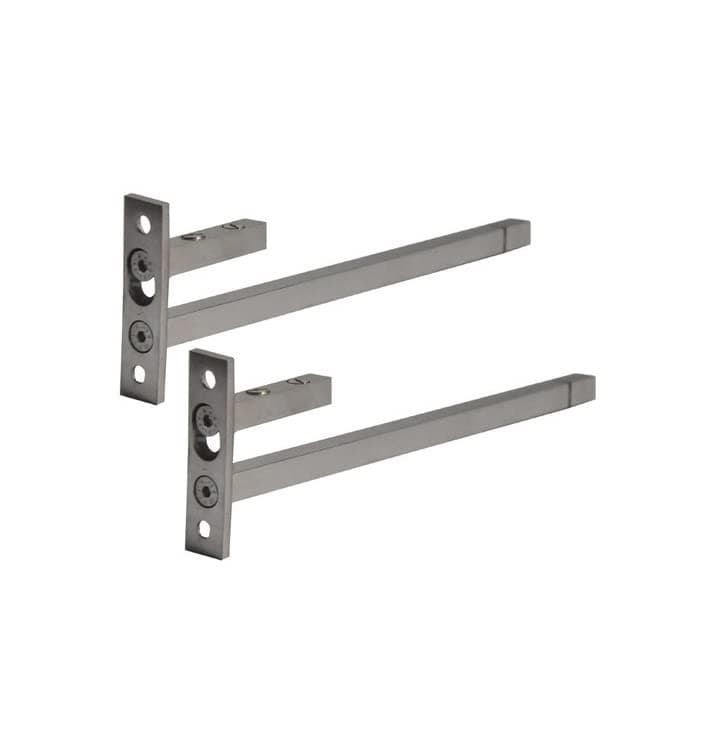 RAB F Type Glass Shelf Adjustable Bracket Square, Material Stainless Steel (Code:- F BKT Adjustable, 7.5 mm, 10 inch, Pack of 2 Pieces)