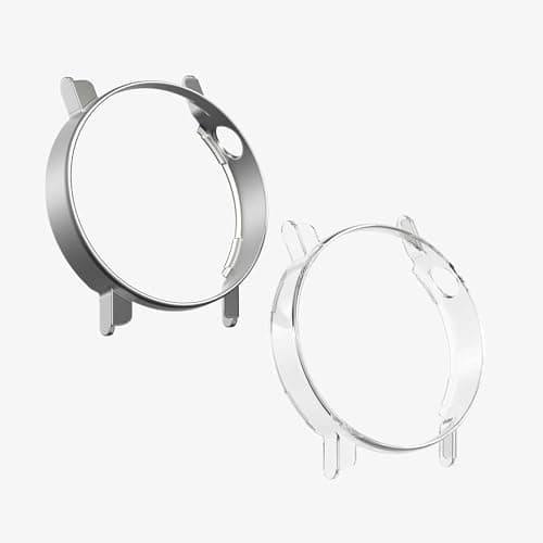 kwmobile Cases Compatible with CMF by Nothing Watch Pro 2 (D398) - Set of 2 Fitness Tracker Screen Protectors - Silver/Transparent