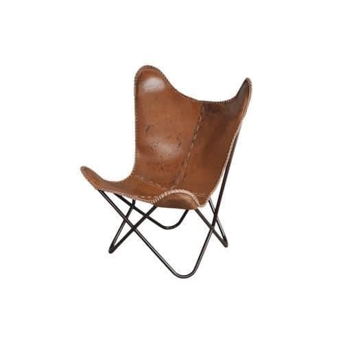 Leather Butterfly Chair in Brown